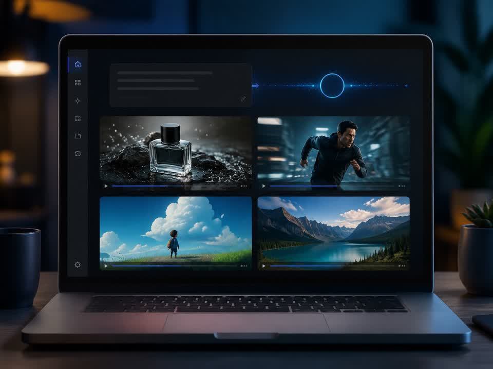 AI text to video examples generated with Gemini Veo, Kling, Seedance, and LTX on GemOmni