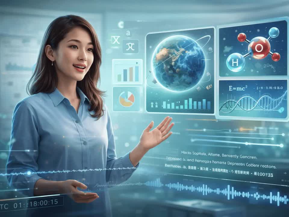 Educator creating AI explainer videos from text on GemOmni