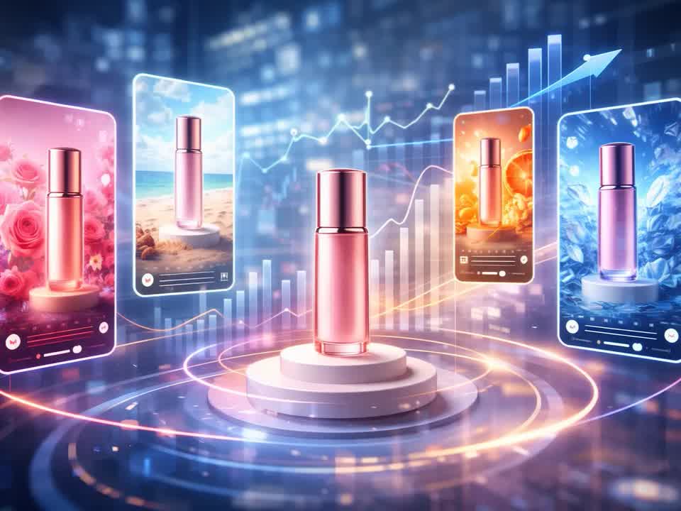 Marketing team creating AI video ads from text using GemOmni