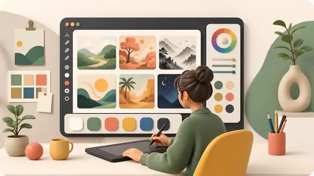 Designer using text to image AI for creative concept exploration